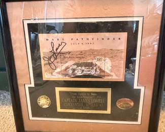 Captain James Lovell Signed Mars Pathfinder Commemorative Display with Apollo 13 Patch