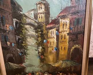 Jorge Shalom European Street Scene Oil Painting