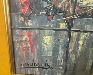 Gay Candelis Oil on Panel Painting of "Plaza Mayor"