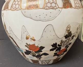Large Japanese Imari Style Porcelain Koi Fish Bowl Planter