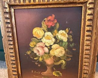 R. Rosini Floral Still Life Oil Painting