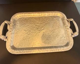 Continental Silver Company Hand Hammered Aluminum Chrysanthemum Tray