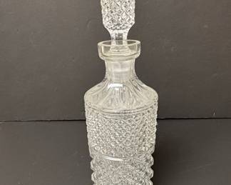 Anchor Hocking Wexford Pattern Cut Glass Decanter with Diamond Point Pattern
