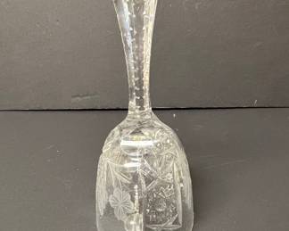 Vintage Cut Crystal Bell with Starburst and Floral Etchings