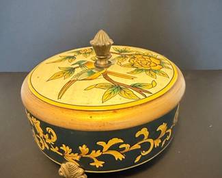 Vintage Decorative Trinket Box with Floral and Bird Motif