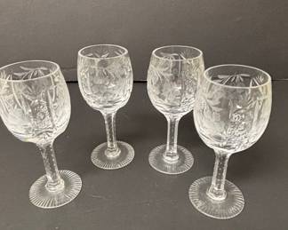 Vintage Cut Crystal Wine Glasses - Country Rose by Sears
