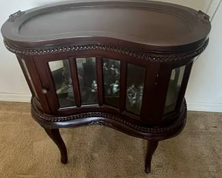 Mahogany Kidney Shaped Drink/Tea Cabinet with Serving Tray Top