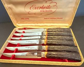 Everbrite Sheffield England Steak Knives with W.R. Richardson Blades