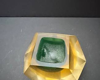Murano Sommerso Faceted Art Glass Bowl