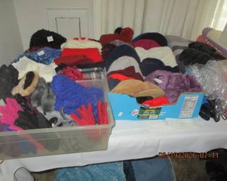 Gloves, scarfs, and hat set (some hand made)