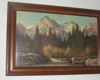 R wood framed oil painting