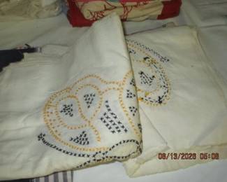 Partially completed embroidery work (bedspread or tablecloth)