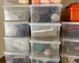 Hundred of boxes with vintage, antique & unique