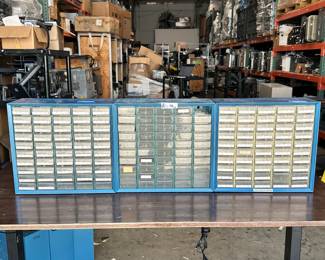 Lot of (3) Vintage Akro-Mils 20-501 Metal Parts Cabinet