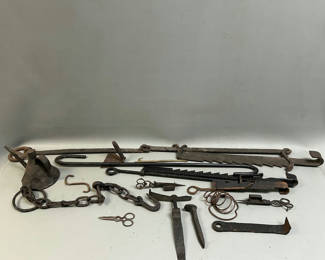Lot 51: Antique Cast Iron-Steel Farm and Utility Items