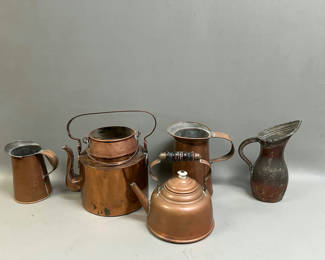 Lot 39: Copper Kettles and Pitchers.