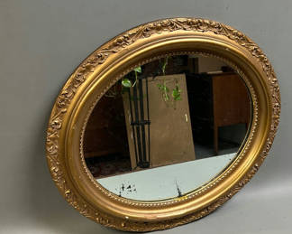 Lot 27: Gold Oval Ornate Mirror