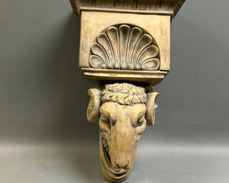 Lot 20: Vintage Neo Classical Chalkware Rams Head Corbel Shelf