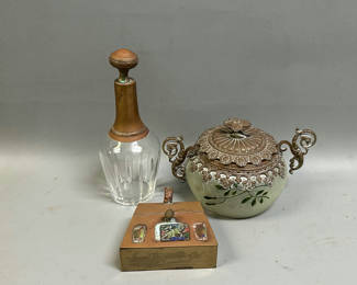 Lot 46: Biscuit Jar, Decanter & Silent Butler