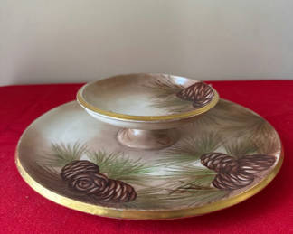 Lot 119: P.T. Bavaria -Two-Tier Pinecone Pattern chip n dip Stand