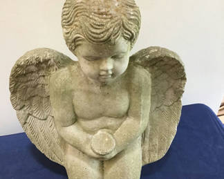 Lot 43: Stone kneeling angel statue