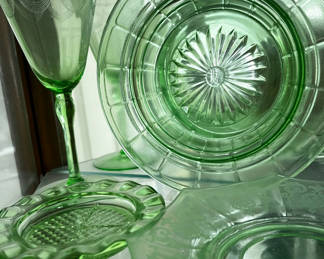 Lot 94: Green Glassware and Tableware Set