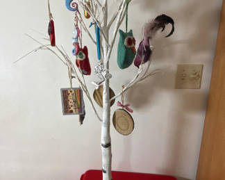 Lot 53: White decorative tree with assorted hanging ornaments