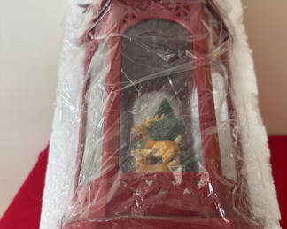 Lot 52: Red lantern with deer and Christmas tree scene