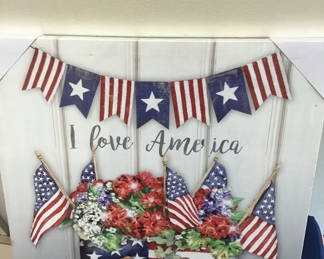 Lot 45: Patriotic American Wall Art (Two Pieces) 16x16, 12x17