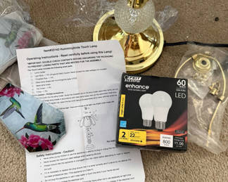 Lot 134: Hummingbirds Touch Lamp Kit with LED Bulbs and Hardware