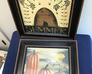 Lot 40: Framed seasonal prints (Summer and Harvest) 13.5x13.5