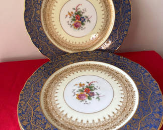Lot 130: Blue and Gold Floral Porcelain Plates Set