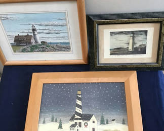 Lot 29: Framed Lighthouse Art Prints 11x9, 9x7, 12.5x11