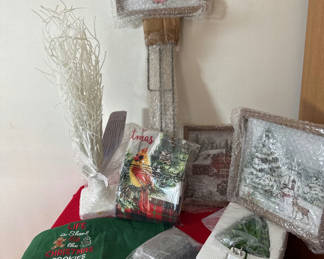 Lot 54: Assorted Christmas Decor and Framed Holiday Art