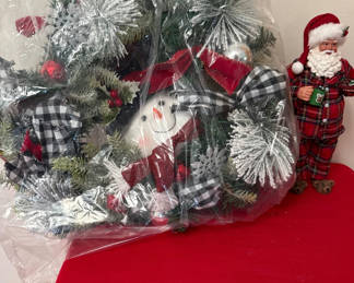 Lot 36: New Frosted Christmas Tree Decor with new Santa Figurine