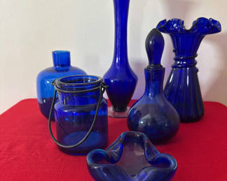 Lot 63: Cobalt blue glassware collection