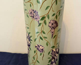 Lot 195: Tall ceramic vase with purple wisteria