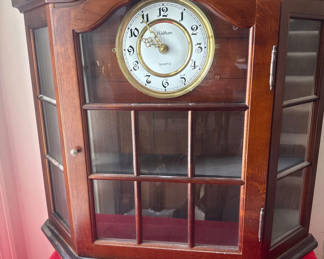 Lot 115: Waltham Quartz Mantel Clock in Wooden Cabinet