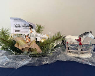 Lot 183: Nativity Scene and Horse Figurine Decor