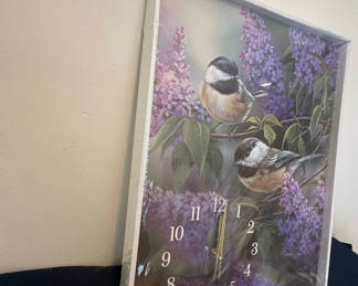 Lot 191: Birds and Lilac Flowers Wall Clock