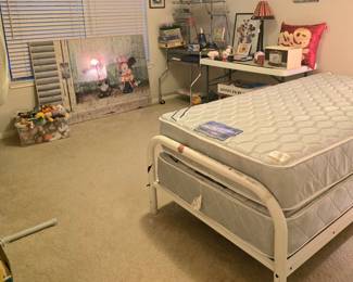 Twin bed with frame, mattress and box spring