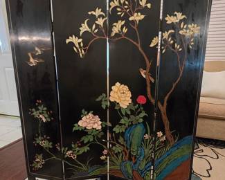 beautiful Chinese-style black-lacquer folding screen (Side 1)