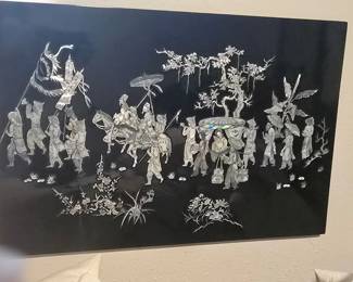 Black lacquer / Mother-of-pearl inlay wall art