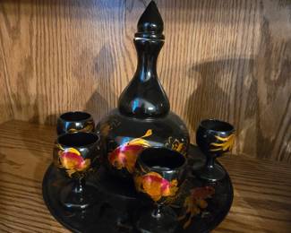 decanter and cups
