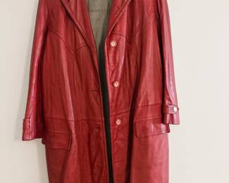 Vintage red-leather full-length coat - circa 1960s - by ARC-line