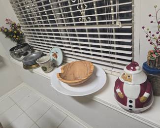 Lots of useful serving dishes, cookie jars, bakeware, cookware, platters, dishes and more