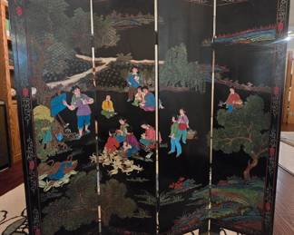 beautiful Chinese-style black-lacquer folding screen (Side 2)