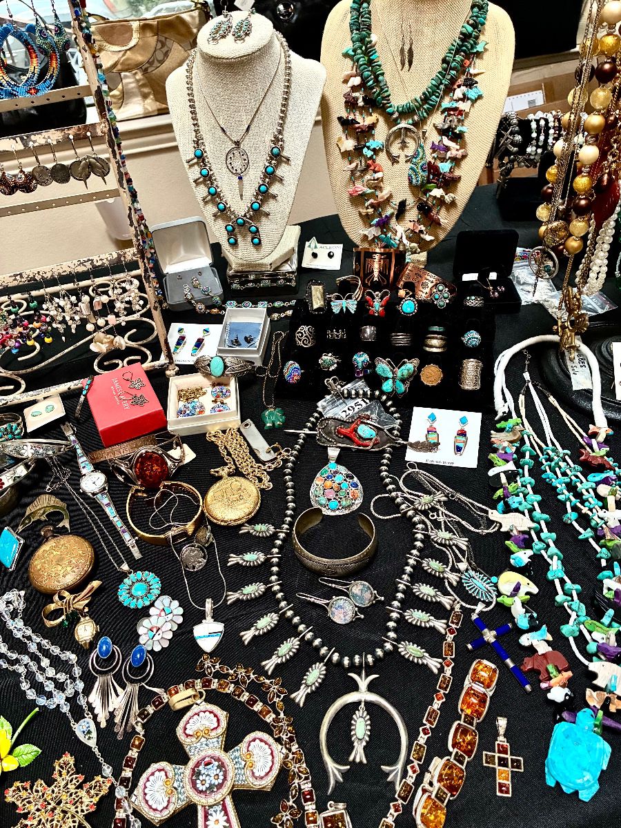 Large selection of sterling, turquoise and costume jewelry