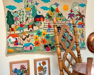 Embroidered and quilted tapestry