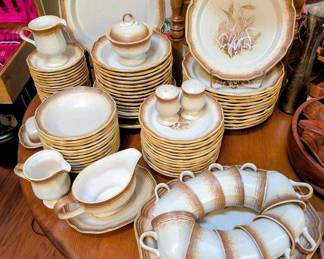 90 PC Mikasa Whole Wheat Granola stoneware set